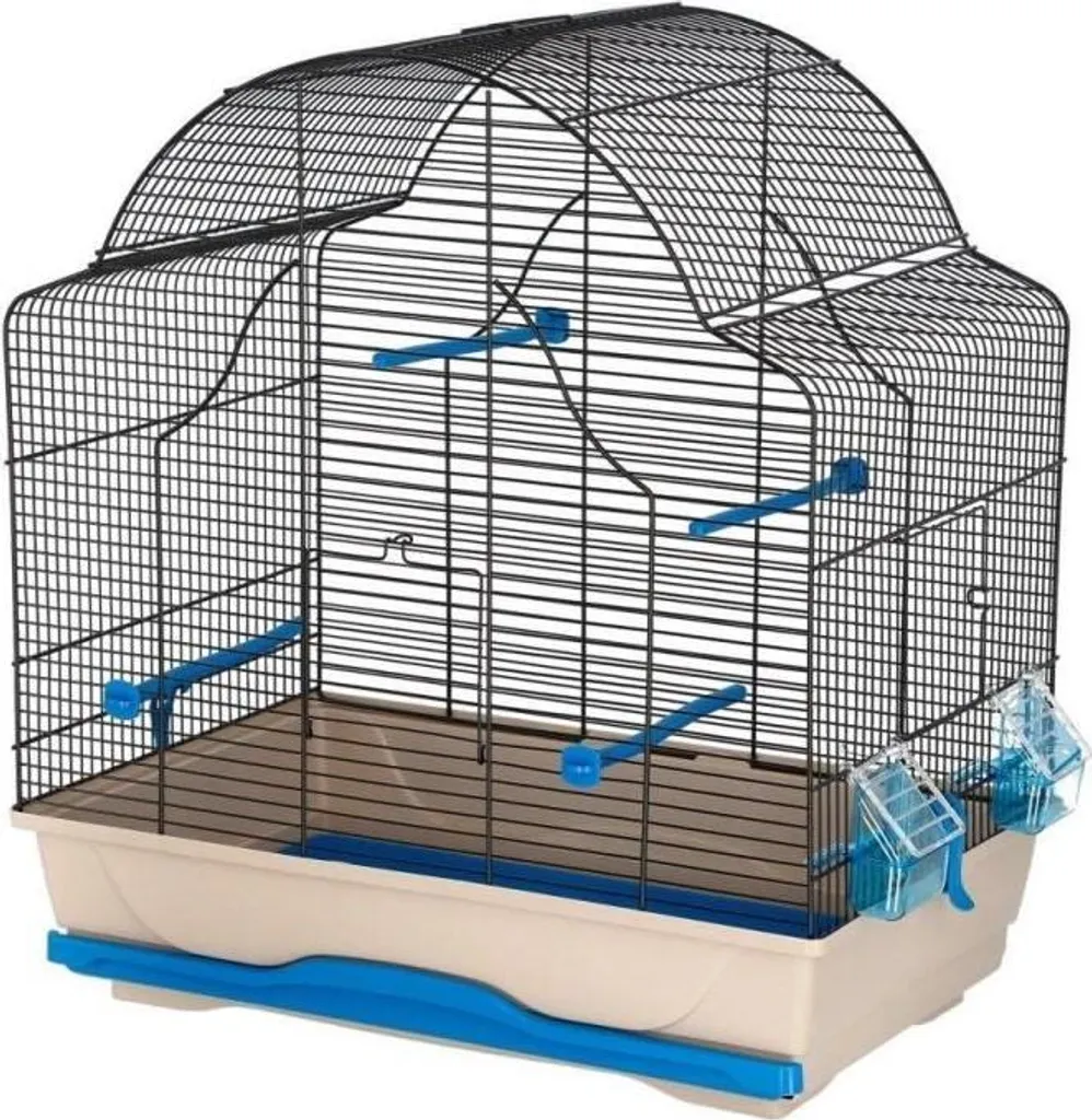 Cage Daisy 56x36,5x62cm haute résistance en métal bleu et gris