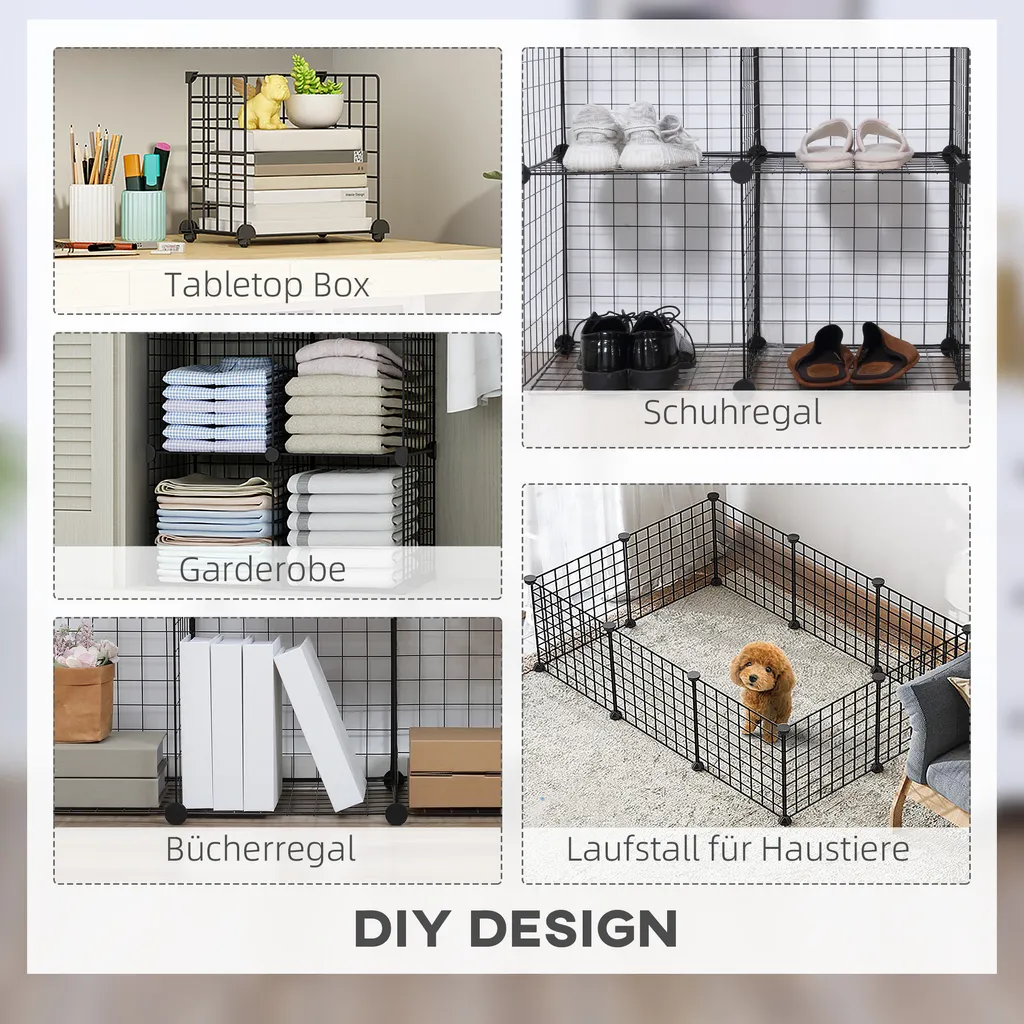 Solution de rangement : étagère à cubes DIY métal noir modulable 6 cases - 5