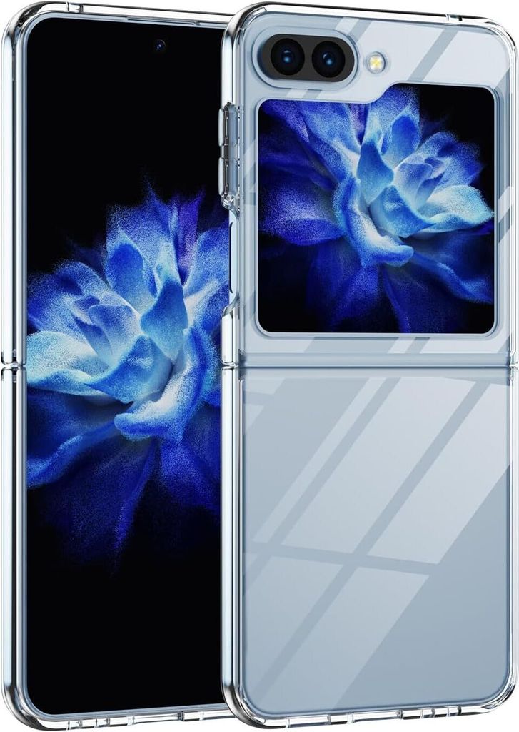 Handyhülle Kompatibel für Samsung Galaxy Z Flip 5 Hülle, Soft TPU + Hard PC, Vier Ecken Angehoben, Anti-Scratch, Transparente Schutzhülle für ...