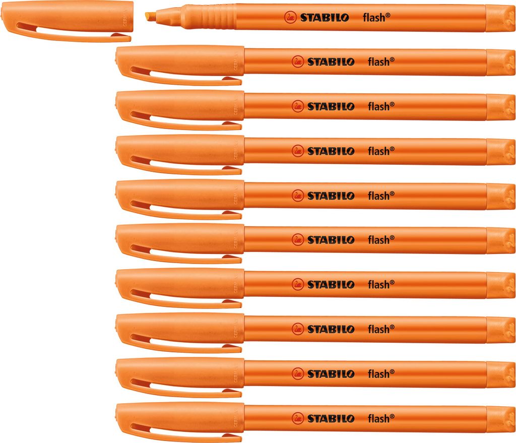Textmarker - STABILO flash - 10er Pack - orange