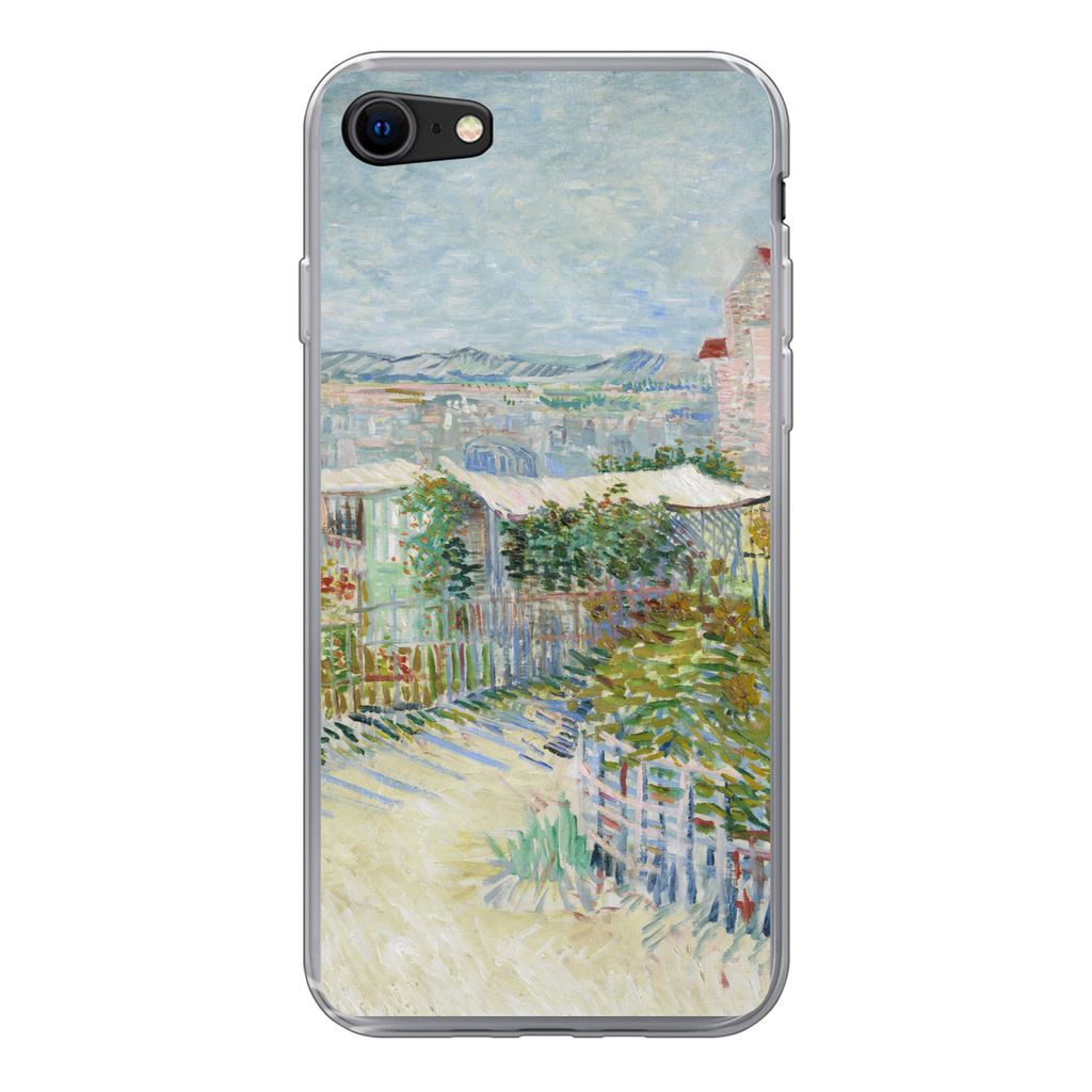 MuchoWow Handyhülle Schutzhülle Hülle für iPhone SE 2022 Montmartre: hinter der Mühle von Galette - Vincent van Gogh Silikon Softcase Handy ...