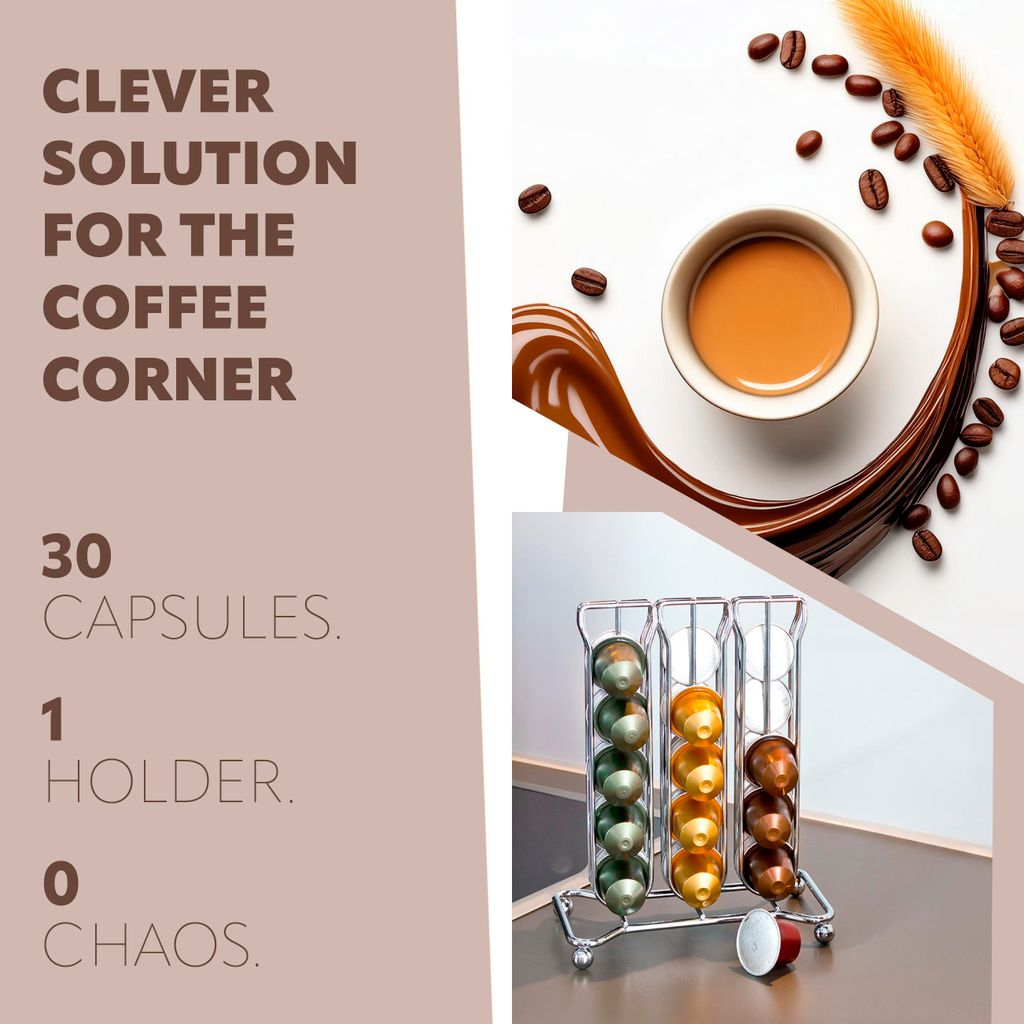 Bremermann Porta Capsule Rotante Per Nespresso - In Metallo Cromato, Capacità 40 Capsule, 4 Scomparti - 3