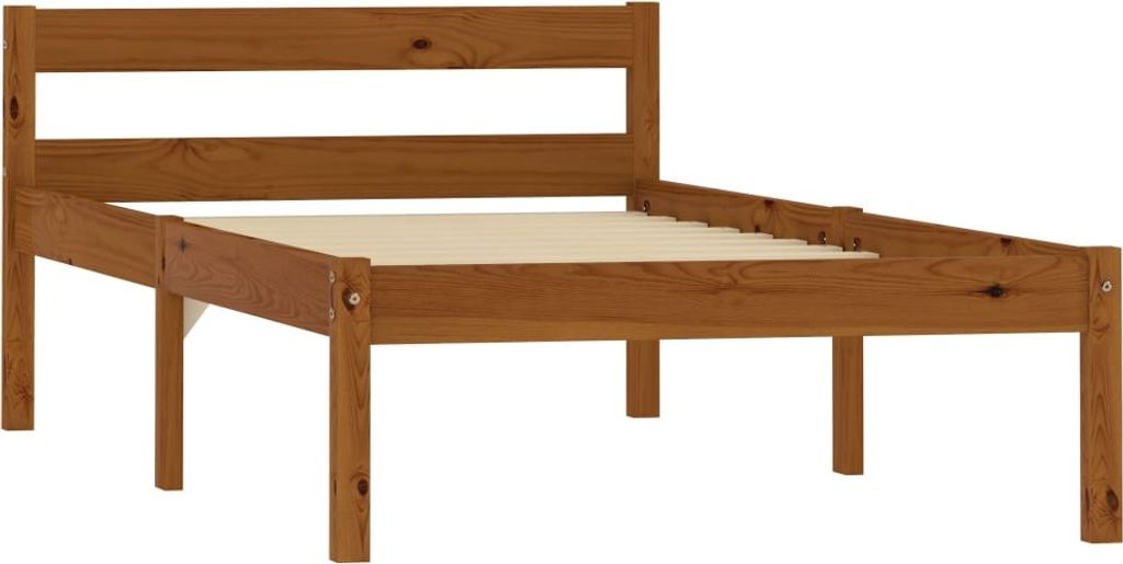 A wooden bed frame on a white background.