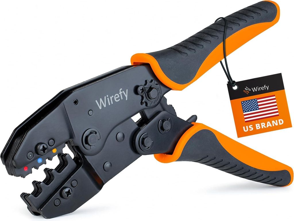 Wirefy Crimpzange Stoßverbinder für isolierte Kabelschuhe Crimpzange für Flachsteckhülsen mit Ratschenfunktion - Crimpzangen geeignet für 0,5m...