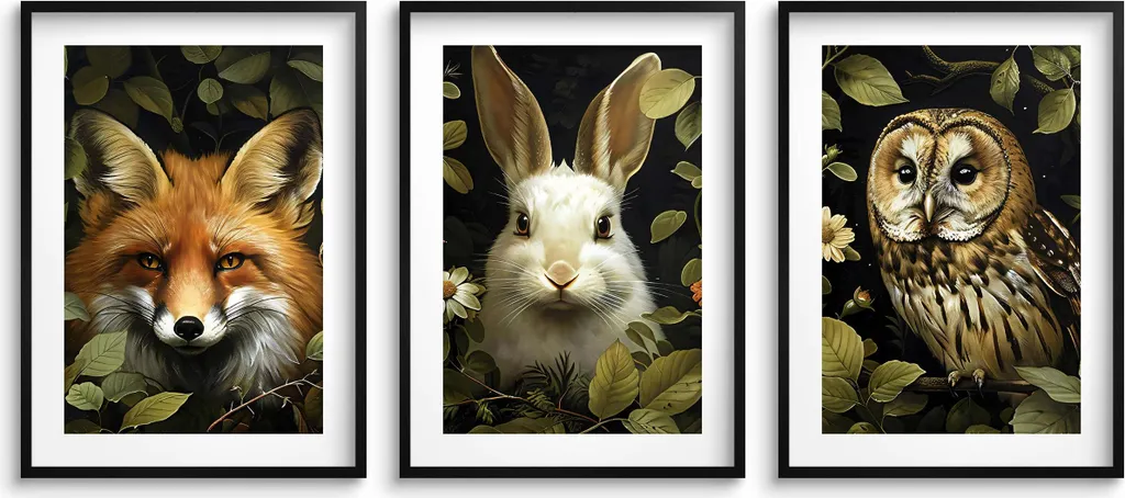 Poster d'Arte 50x70 Animali della Foresta - Esclusivo per Cameretta