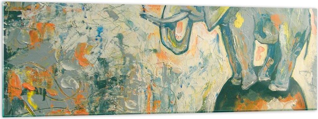 Bilder auf glas - Elefant Abstraktion - 160x50cm - Glasbilder - Wandbilder - Kunstdruck - zum Aufhängen bereit - Wanddekoration aus Glas - Glas Bi...