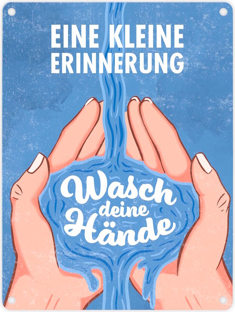 Eine kleine Erinnerung - Wasch deine Hände - Metallschild für das Badezimmer