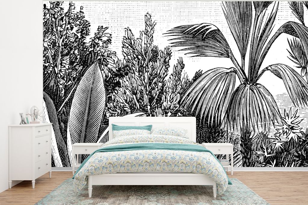 MuchoWow Fototapete für Wohnzimmer oder Schlafzimmer Wandtapete Vinyl Motivtapete Pflanzen - Natur - Gestaltung - Illustration - Ernst Haeckel -...