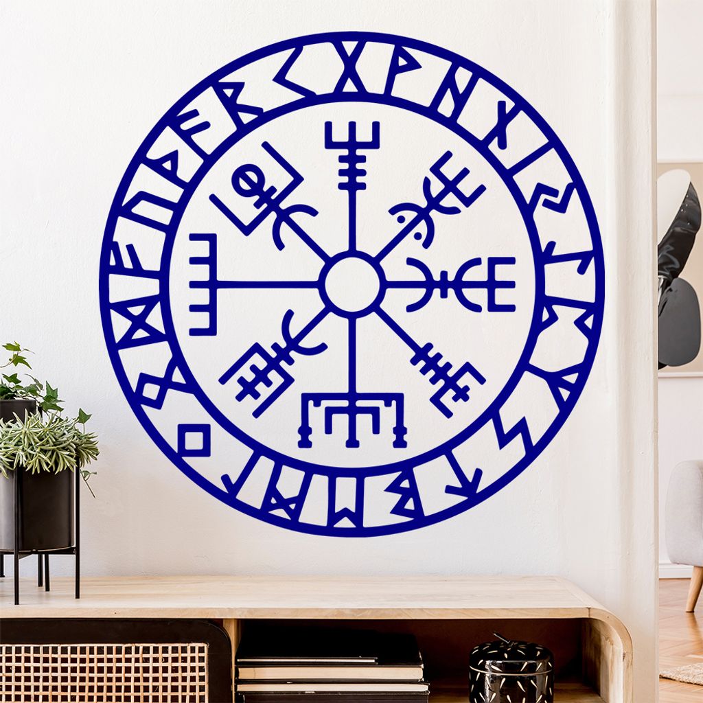 Wikingerkompass Runen Wandtattoo Wandaufkleber Wall Sticker - Dekoration, Küche, Wohnzimmer, Schlafzimmer, Badezimmer