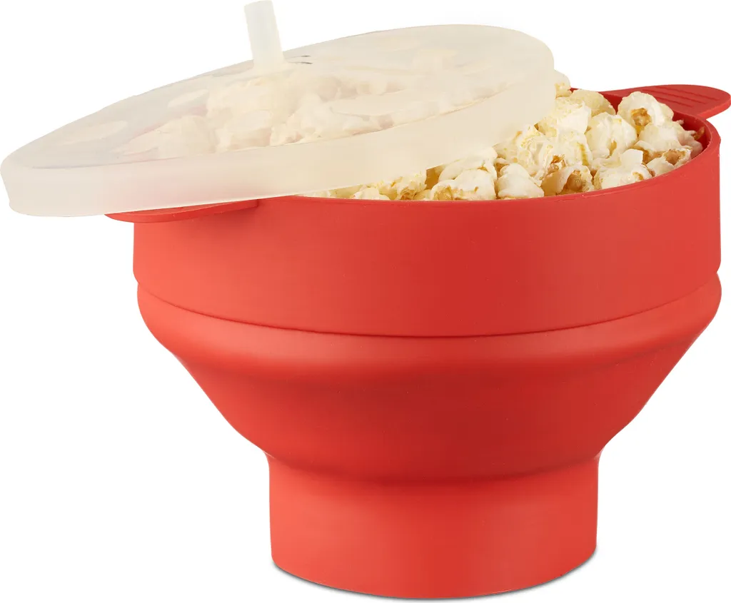 Relaxdays Lot de 10 Machines à Popcorn en Silicone Rouge Pliable Maison