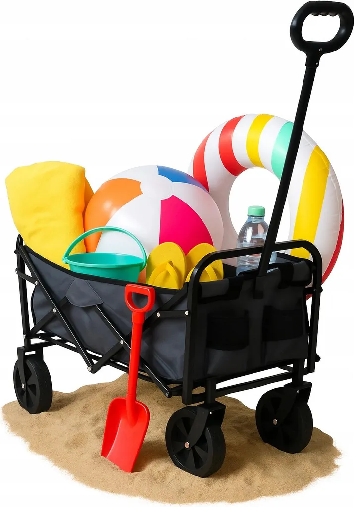EKSPAND | Trolley pieghevole WT03-1 - Grigio - 120L - Costruzione robusta - Ideale per il campeggio e la spiaggia