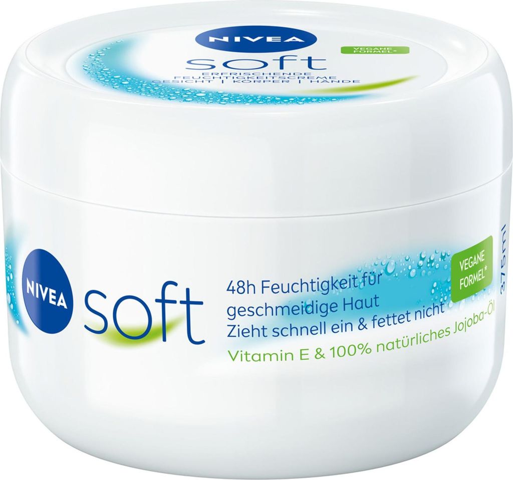 NIVEA Soft Erfrischende Feuchtigkeitscreme 375 ml 48h Feuchtigkeit Zieht schnell ein