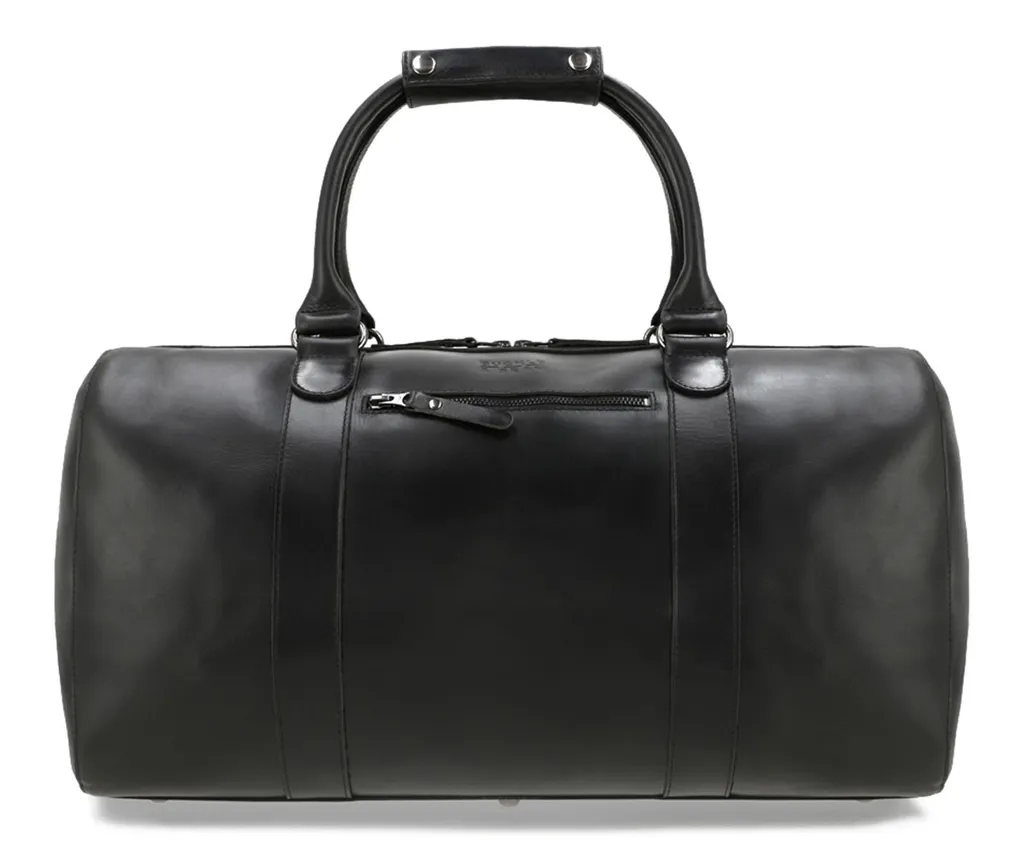 Grand sac de voyage cuir noir avec doublure à pois - Willow Dot Black