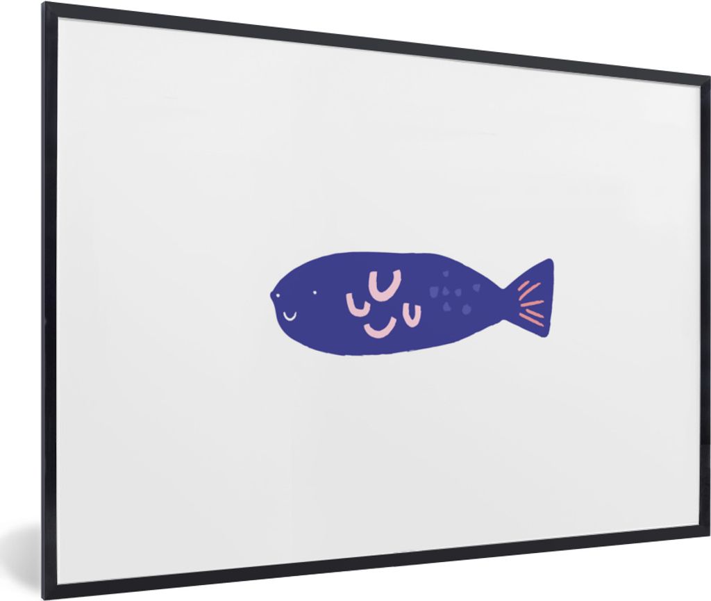 MuchoWow MuchoWow Gerahmtes Poster Pastell - Fisch - Lila 60x40 cm - Poster mit zchwarzem Bilderrahmen - Printing - Wanddeko Schlafzimmer
