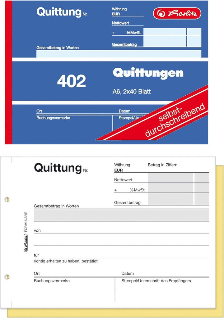 Herlitz 886622 - 80 Blätter - A6 - Weiß Obrázok produktu 