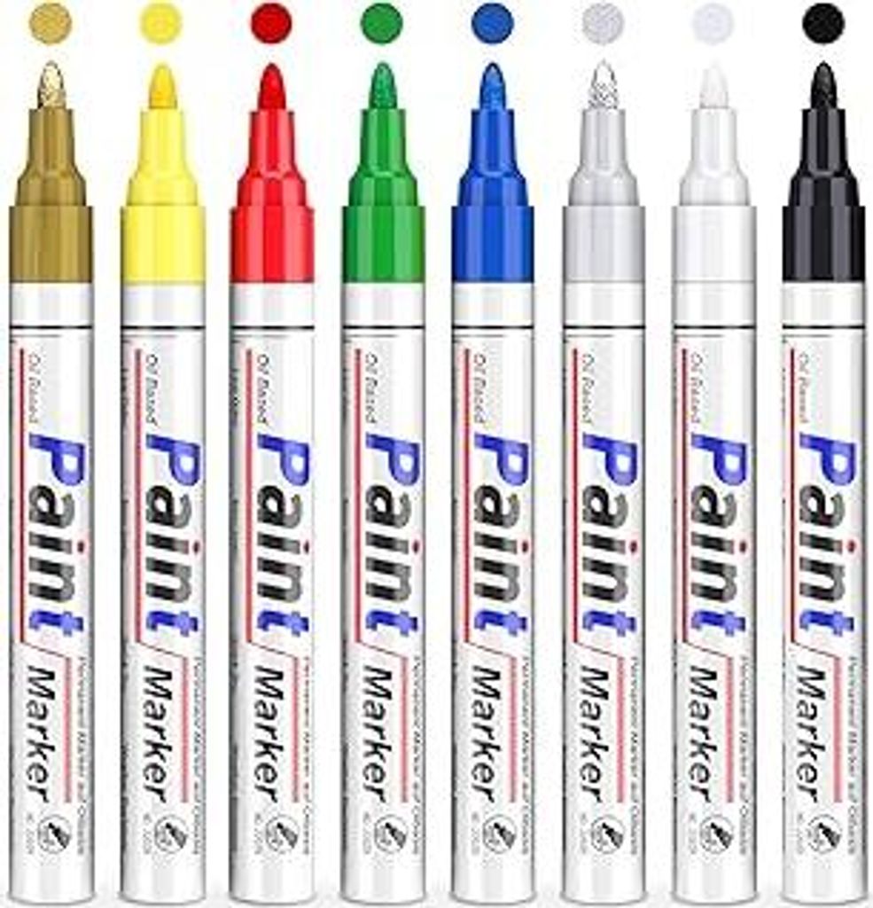 Lackstifte Permanent Marker Wasserfeste Stifte: 8 Farben Lack Stifte und Lackstifte zum Zeichnen auf Stein, Metall, Kunststoff, Tassen, Holz, Keram...