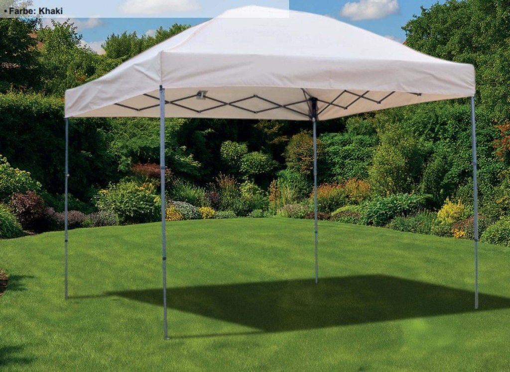 Kompakt-Pavillon 3x3 m khaki, faltbar für Garten, Markt oder Events