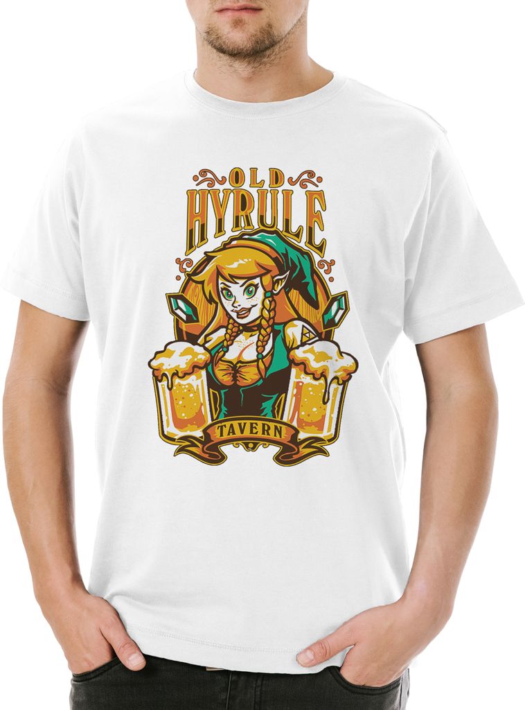 Urban Backwoods Old Hyrule Tavern I, Herren T-Shirt, Farbe: Weiß, Größe: XS