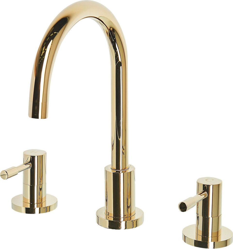 BELIANI Wasserhahn Gold aus Messing mit zwei separaten Griffen Badezimmer/ Armaturen/ Badarmaturen Modernes Design