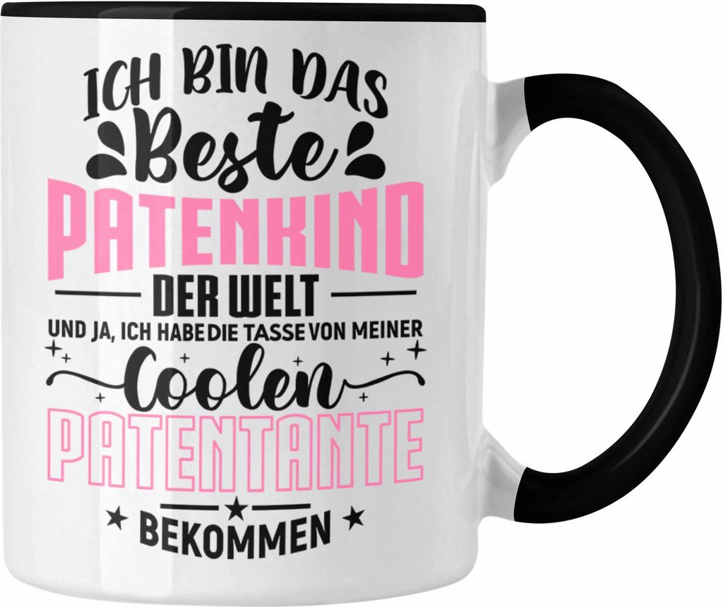 Trendation - Geschenk für Patenkind Tasse Lustiger Spruch Bestes Patenkind (Schwarz)