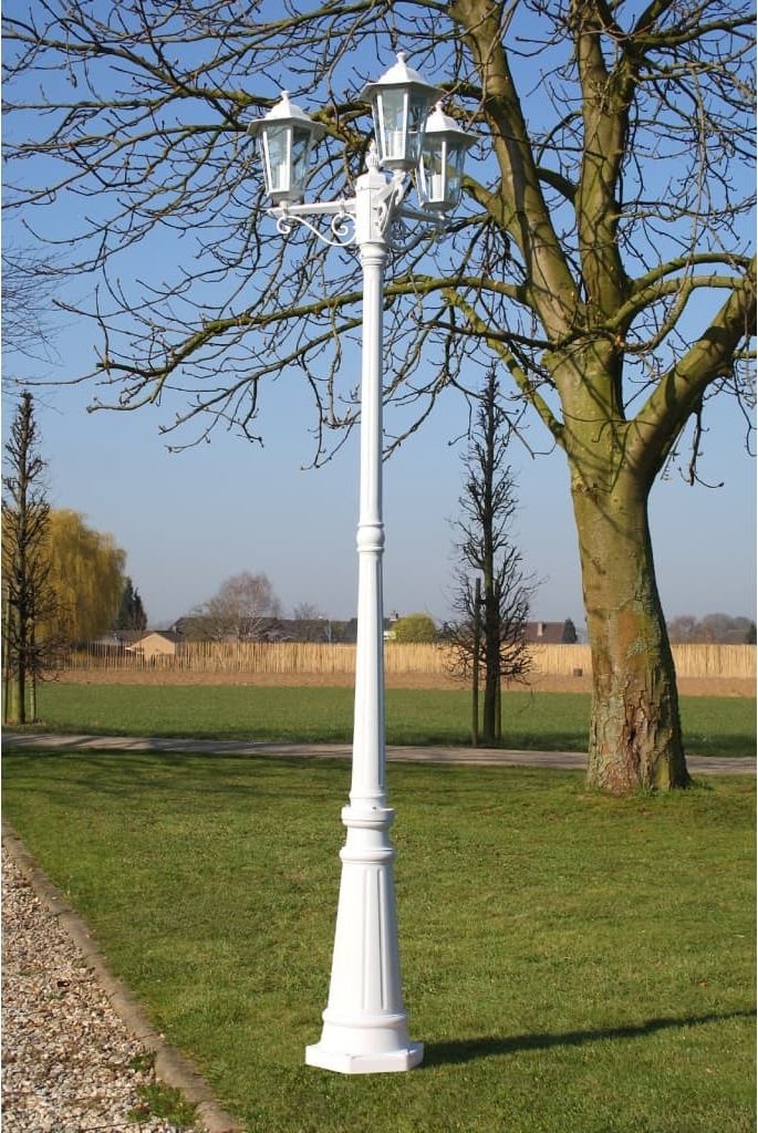 vidaXL Gartenlaterne 3-flammig 215 cm Weiß Aluminium Produktbild 1