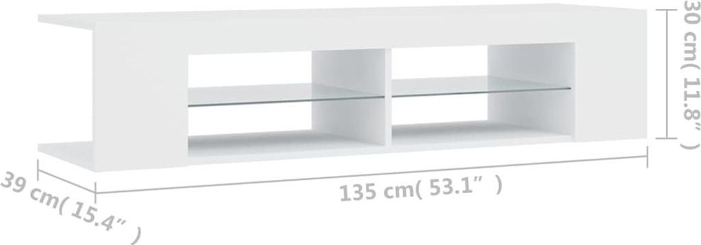 vidaXL TV-Schrank mit LED-Leuchten Weiß 135x39x30 cm Produktbild 