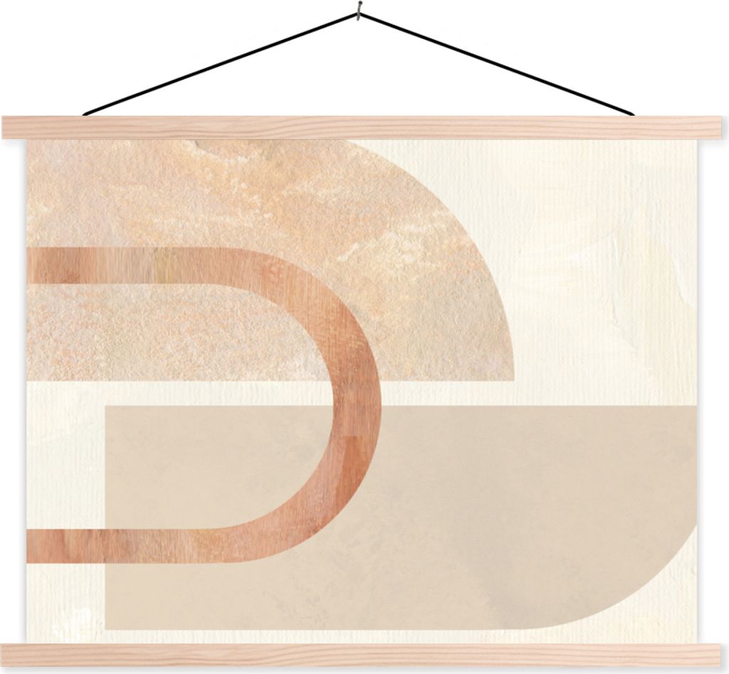 MuchoWow Textilposter Design - Rosa - Beige 40x30 cm mit holzfarbenen Rahmen - Bilder