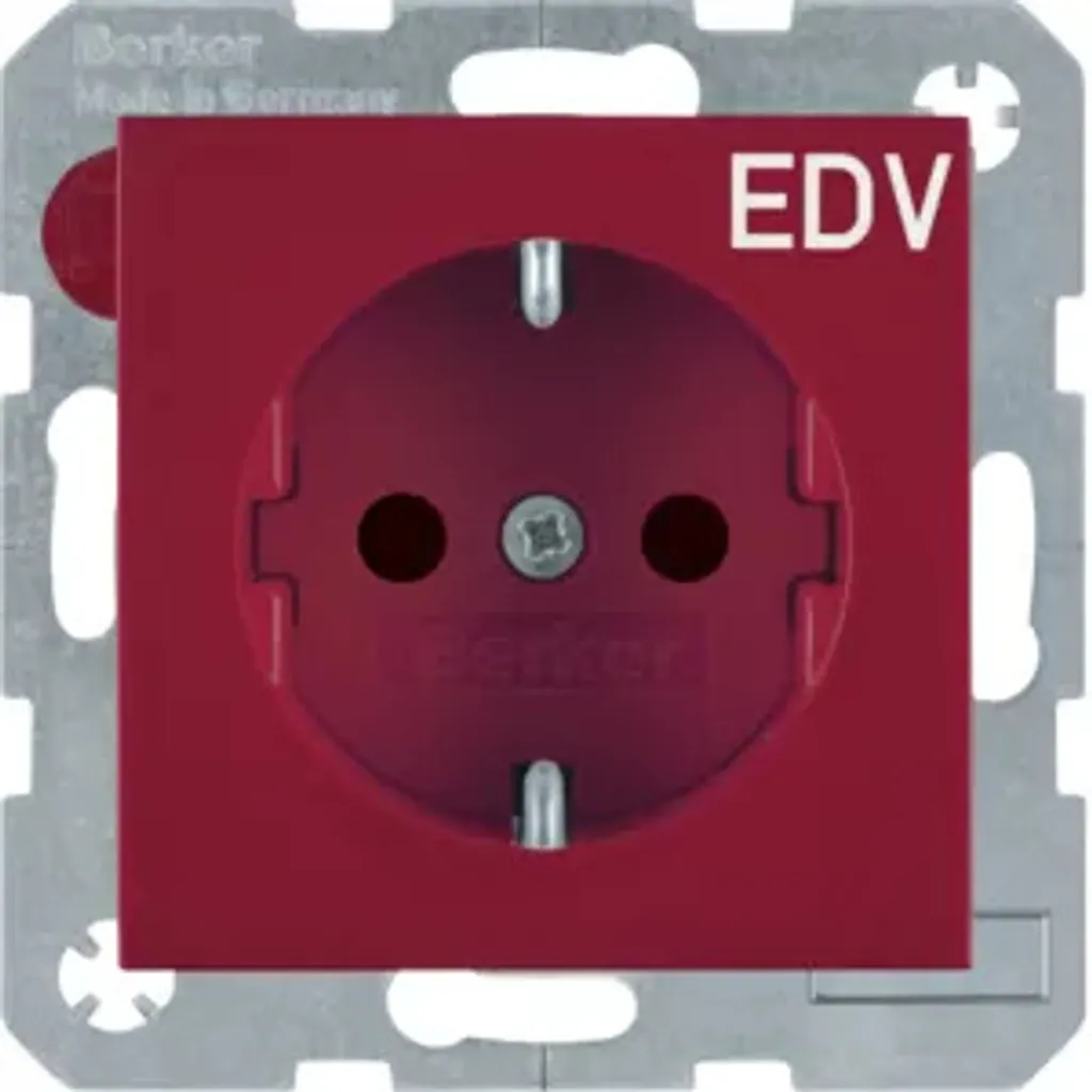 Prise de Secteur Rouge Berker 47238922 pour Circuits Ondulés et Secours