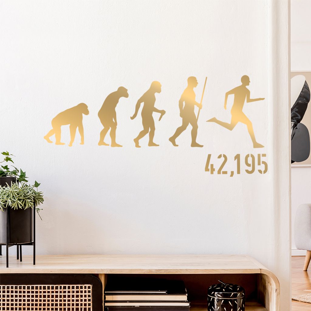 IVII,195 Marathon Evolution Wandtattoo Wandaufkleber Wall Sticker - Dekoration, Küche, Wohnzimmer, Schlafzimmer, Badezimmer