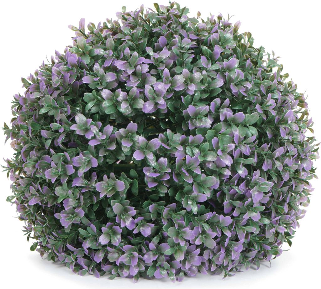 Künstlicher Busch HWC-L77, Buchskugel Dekopflanze Buchsbaumkugel Kunstpflanze Buxus, Outdoor Ø 35cm lila