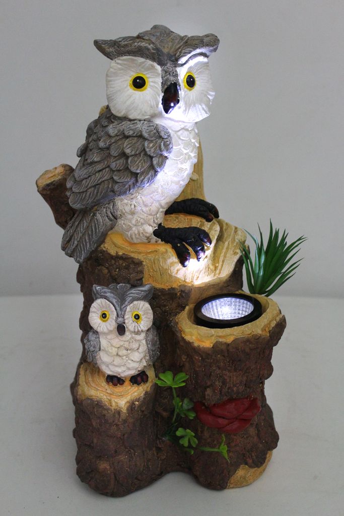 Solar Gartenfigur Eulen Solarleuchte Tierfigur Gartendekoration 36 cm Solarlampe