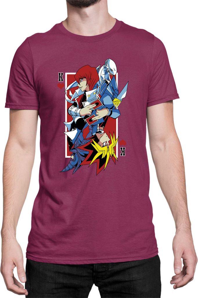 Herren T-Shirt Japan Manga Anime Comics Yu Gi 018, Man L / Burgundy