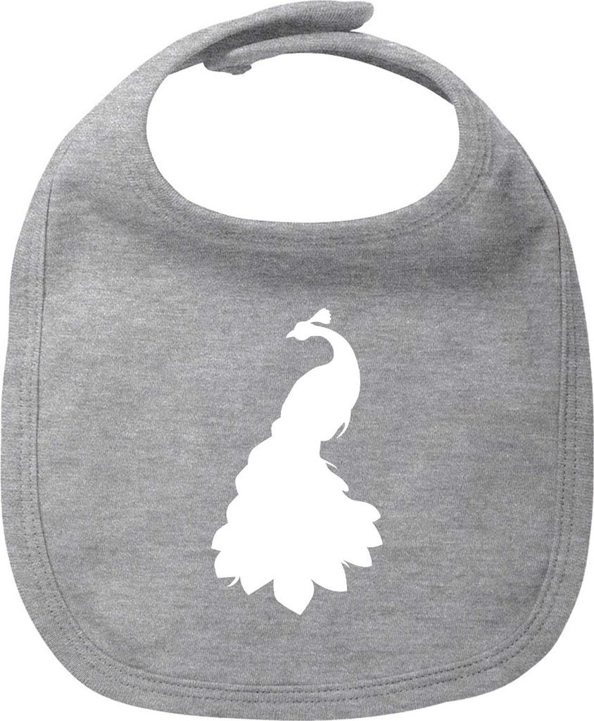 Huuraa Baby Lätzchen Pfau Silhouette Heather Grey Klettverschluss Baumwolle Latz Geschenkidee