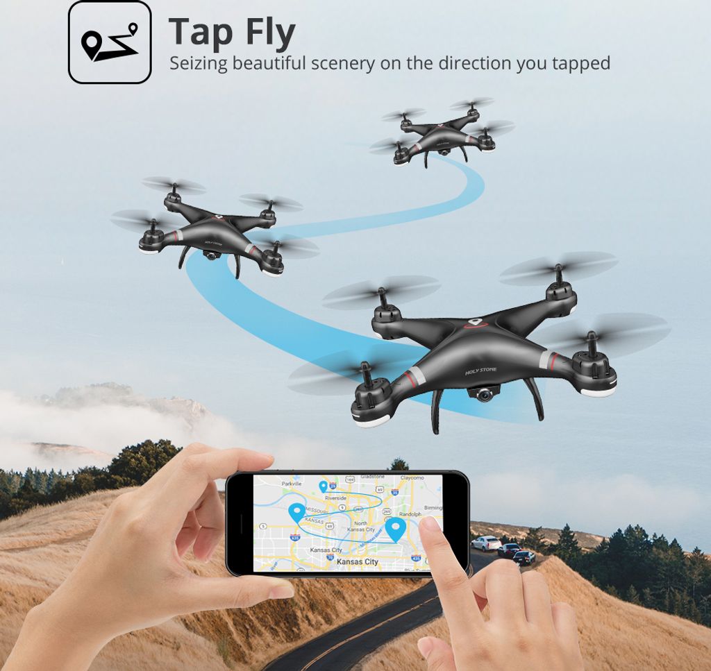 Holy Stone HS110G GPS Drohne mit 1080P 110 Kamera Benutzerdefinierter Flugweg Follow Me Funktion