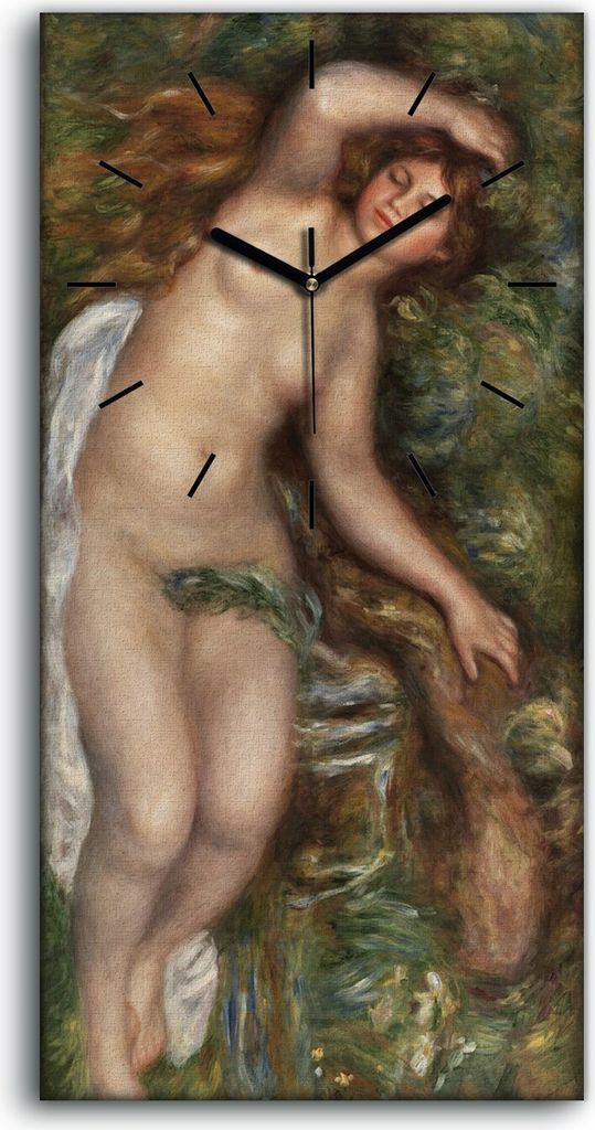 Küchenuhr Bürouhr Leinwand Uhr 30x60 Malerei Nackte Frauen Mädchen Bäume Kunst - schwarze Hände