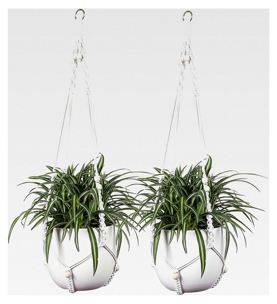 Makramee Blumenampel Pflanzenhalter 2 Stück – 88 cm Baumwoll Topfhänger für Innen und Außen