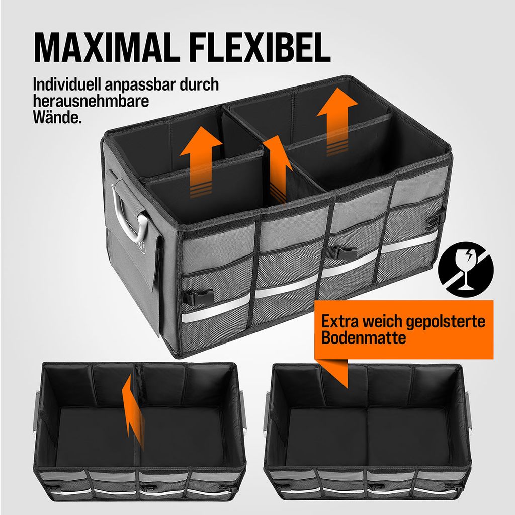 MONZANA® Kofferraum Organizer Deckel 68L Trennwände Produktbild 3