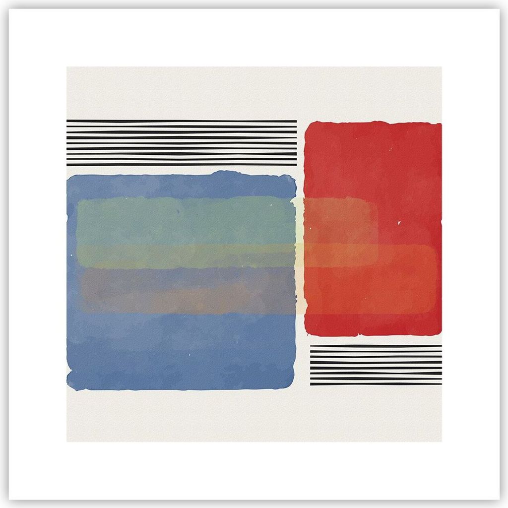 Poster - Poster ohne Rahmen - Stück Geometrisch Rechtecke - 30x30 cm - Wand Bild - Wanddeko - Wandbilder - Kunstposter - Wandposter - Bilder - Kun...
