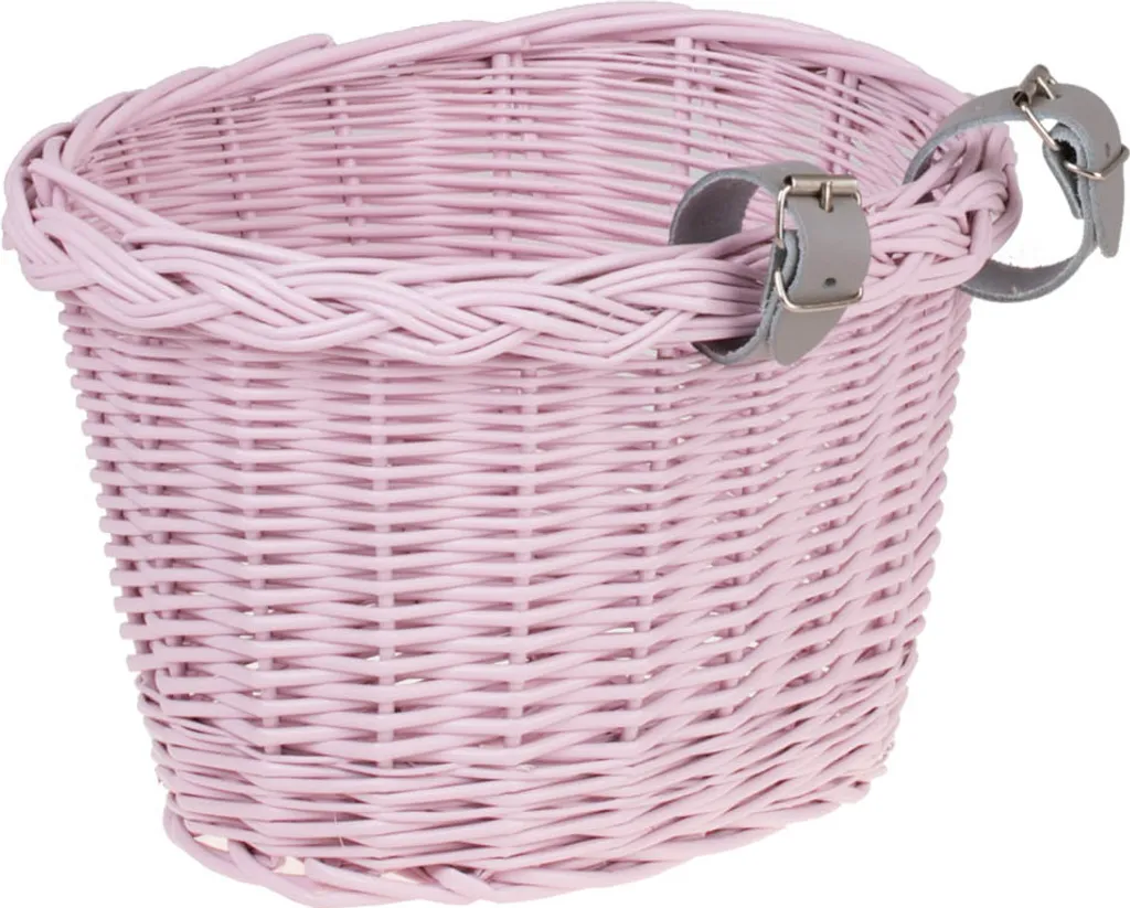 Panier avant pour vélo enfant coloris rose design tressé format rectangulaire
