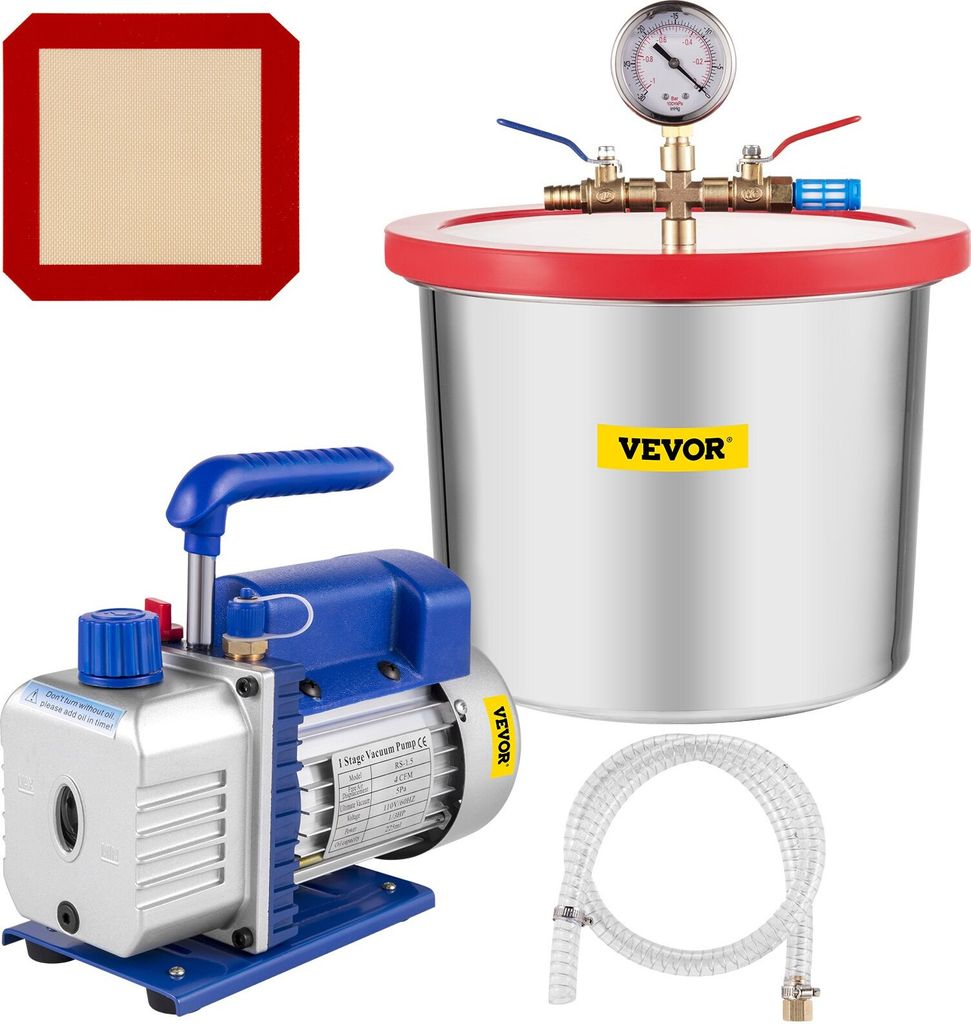 2 Gallonen Vakuumpumpe Vakuumkammer Unterdruckpumpe 4CFM 1/3HP Vakuumpumpe