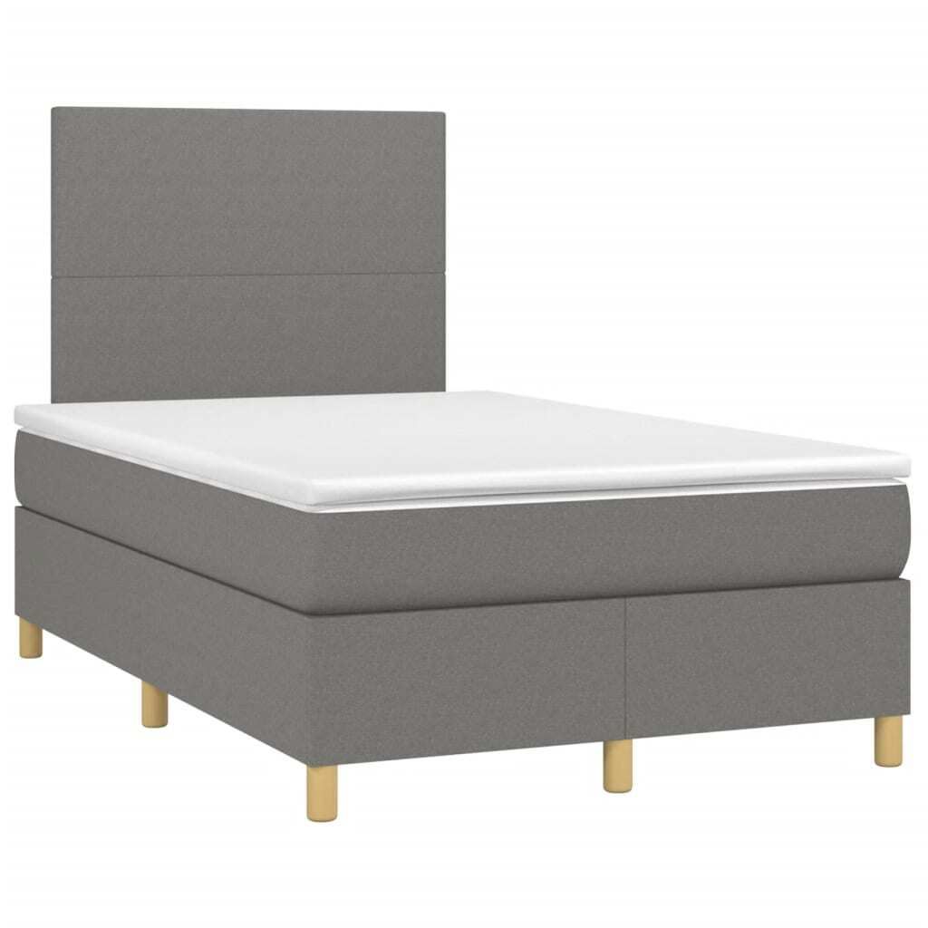 CLORIS Boxspringbett mit Matratze & LED Dunkelgrau 120x190 cm Stoff 3270233