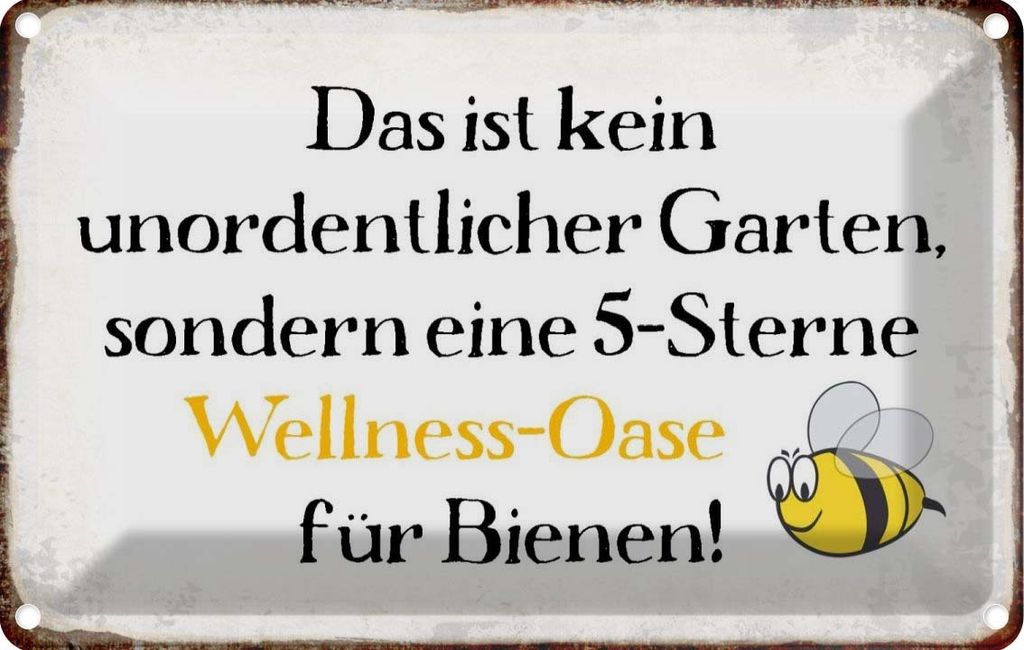vianmo Blechschild 20x30 cm kein Garten Wellness Oase Biene Spruch Zitat