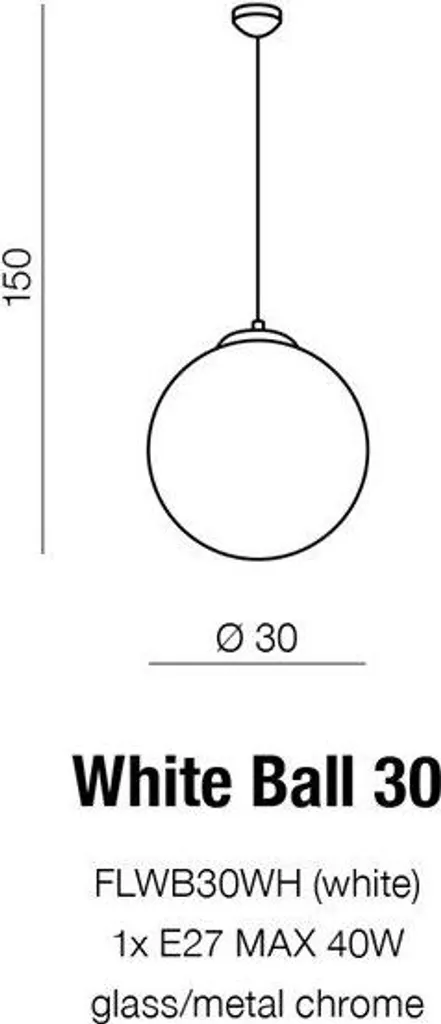 Lampe Suspendue Sphérique Blanche 30cm - Éclairage Diffus Azzardo AZ2516 - 4