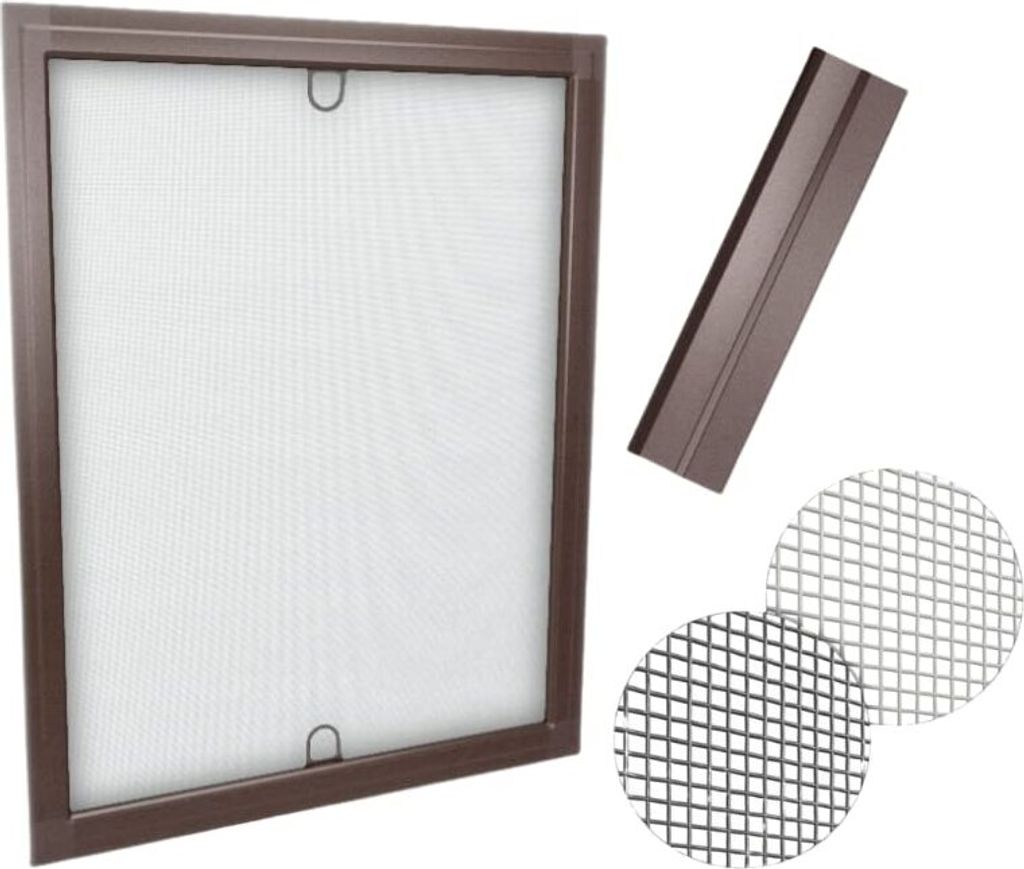 Time4Blinds, Insektenschutz Fenster Brauner Rahmen, Graues Netz, 130x150