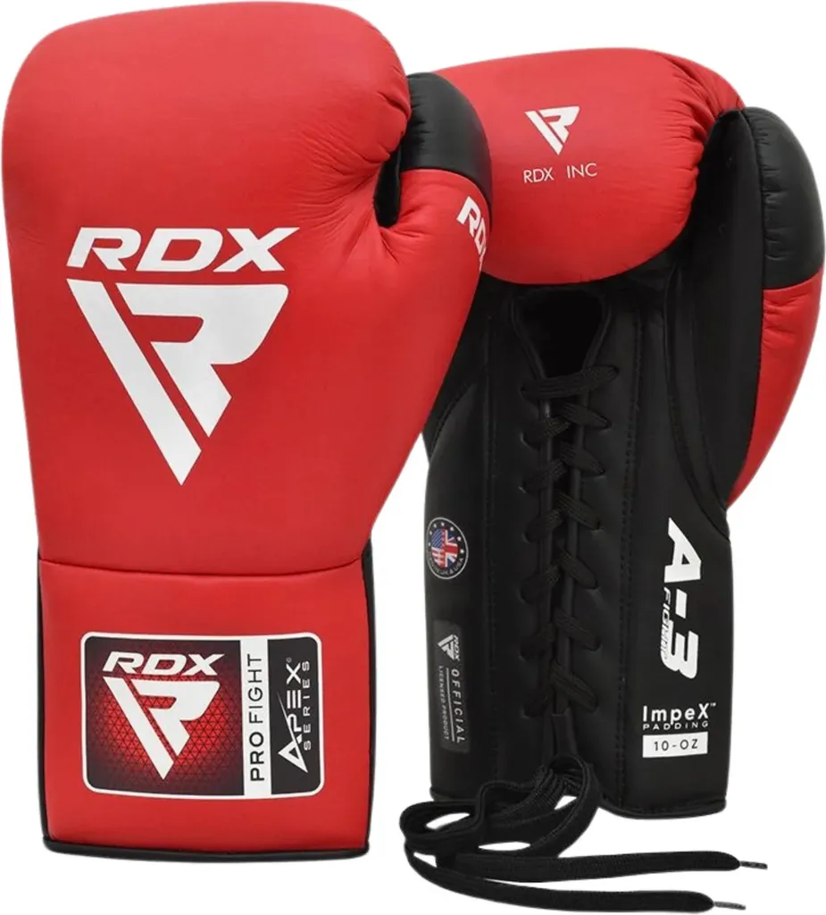 Gants de boxe RDX Sports Pro Fight Apex A3 Rouge 10OZ pour combat