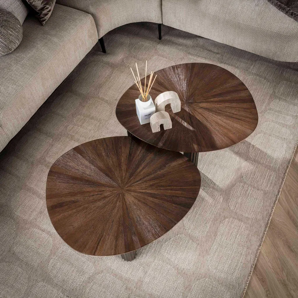 Table basse triangulaire modulable Maya en teck pour salon moderne - 4