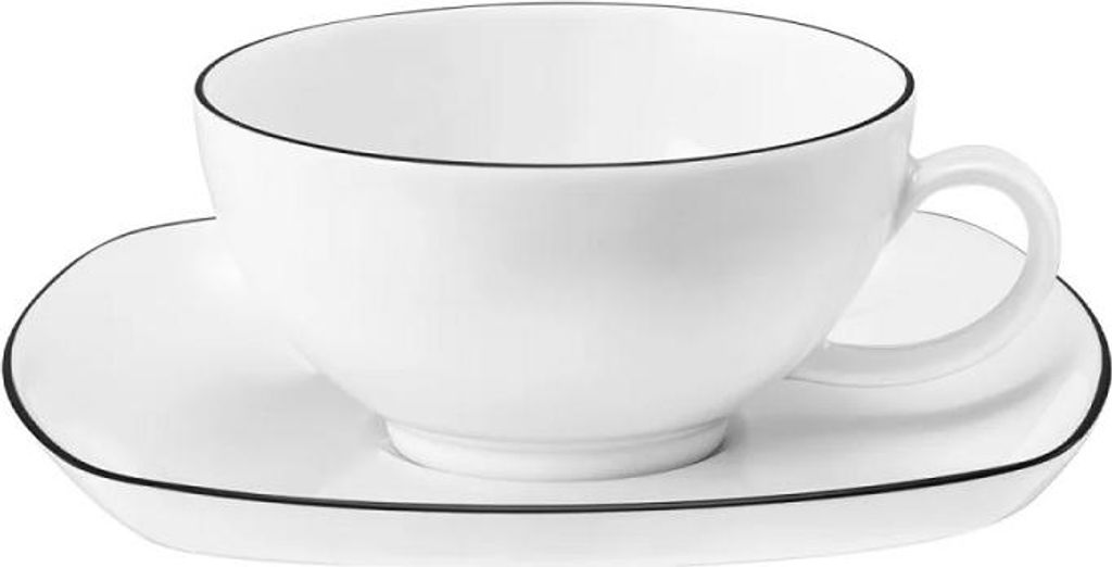 Seltmann Weiden Lido Black Line eckig Teetasse 0,2 l + Untertasse 2 tlg. Set