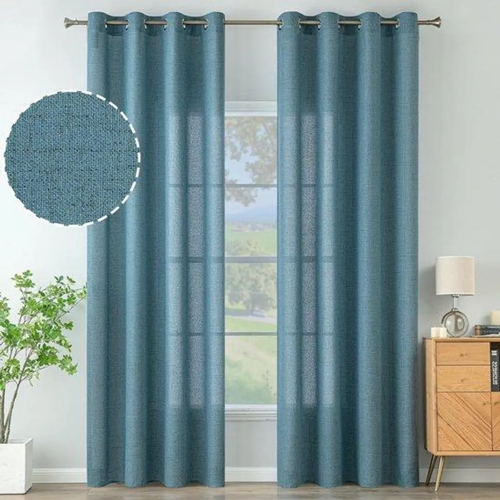Rideau bleu semi-transparent 140 x 160 cm pour une ambiance apaisante