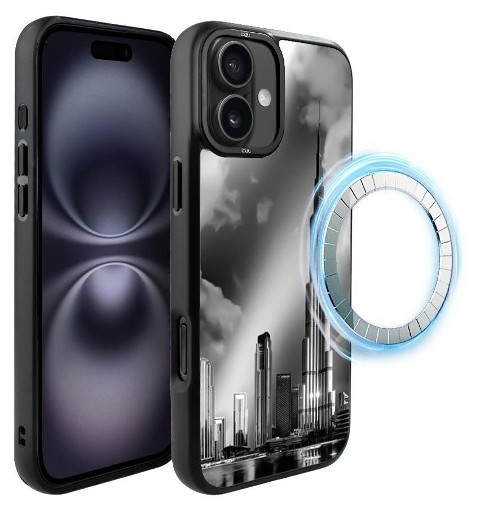 Schutzhülle für das iPhone 16 Plus, MagSafe-kompatibel, mattschwarze Seiten, Burj Khalifa
