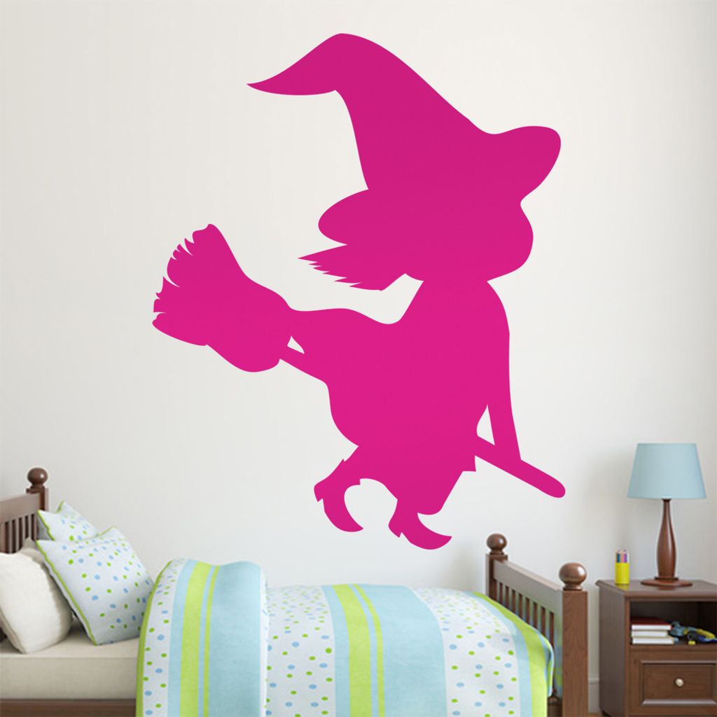 KIWISTAR Hexe Silhouette - Besen Reiten Hut Böse Wandtattoo in 6 Größen - Wandaufkleber Wall Sticker - Dekoration, Küche, Wohnzimmer, Schlafzim...